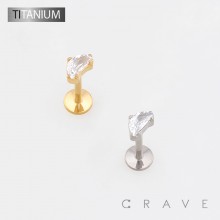 HALF MOON OR SEMICIRCULAR PRONG CZ THREADLESS PUSH IN ASTM F136 IMPLANT GRADE TITANIUM LABRET SET